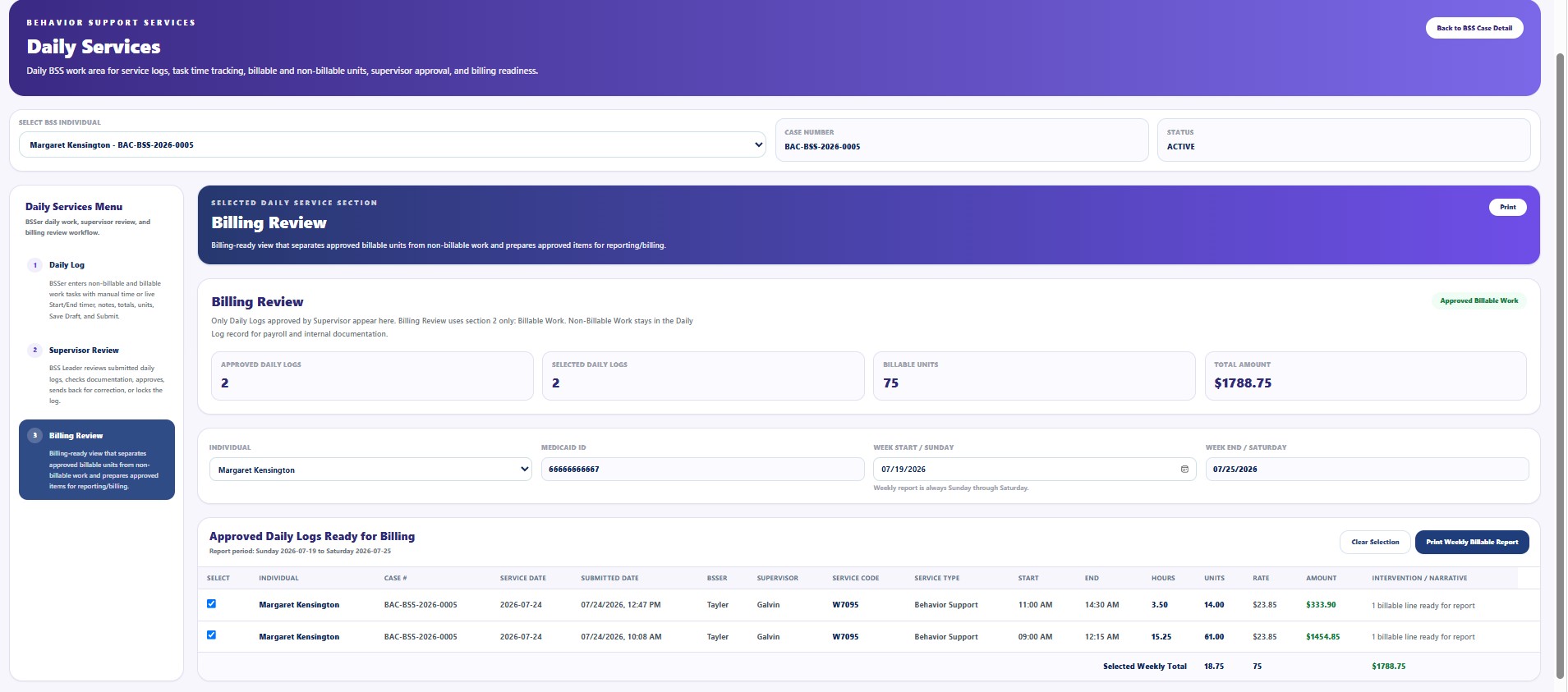 BSS Daily Services Billing Review