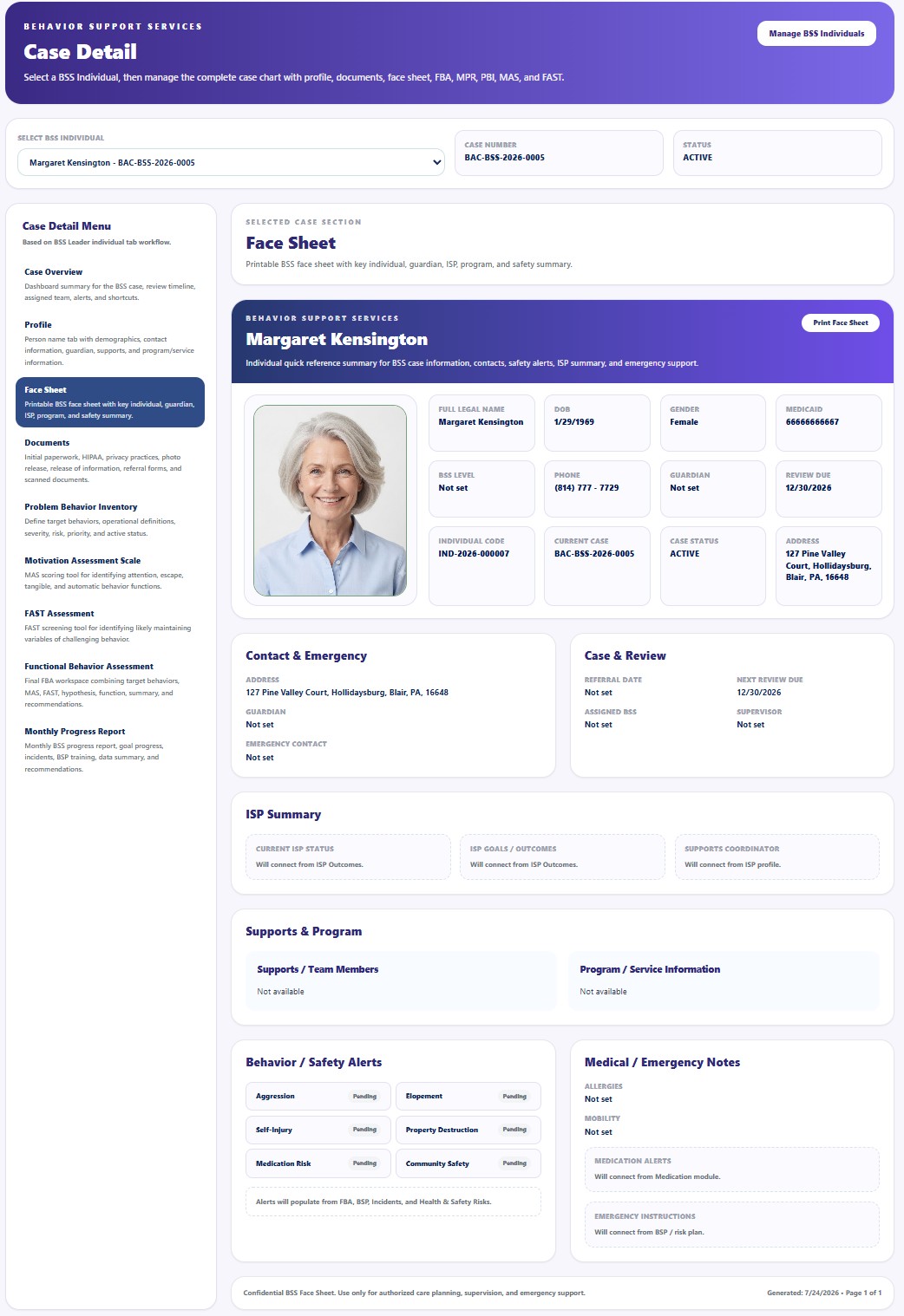 Face Sheet