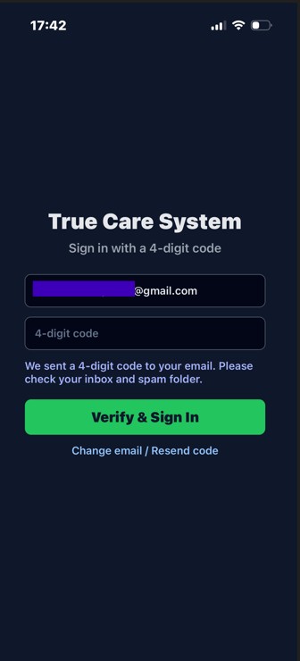 True Care System Secure Mobile Sign-In