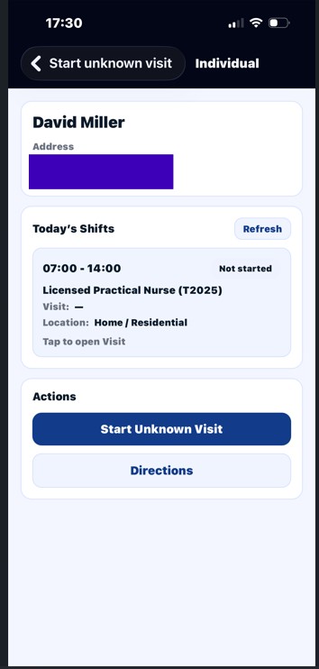 True Care System Start Unknown Visit