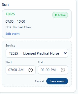 Add Master Schedule event