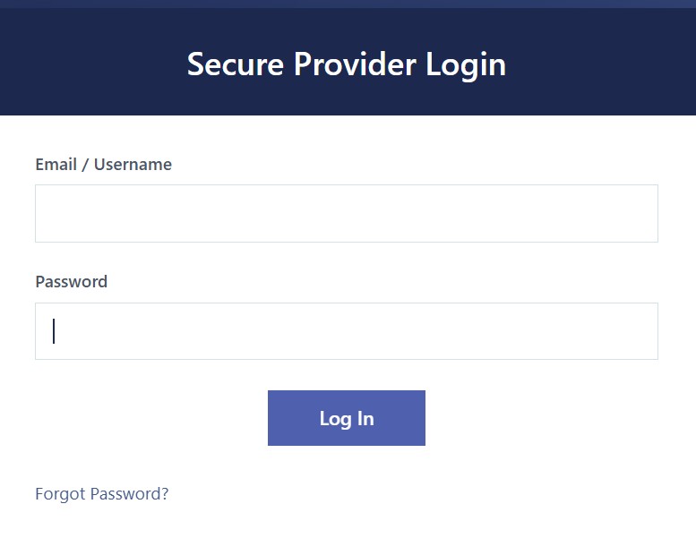 Secure Provider web login with individual username or email and password.